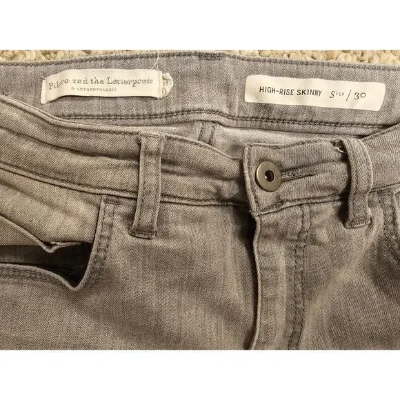 Anthropologie- Pilcro & The Letterpress High Rise Skinny Jeans in Grey Size 30 - Picture 4 of 5